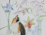 Tortoiseshell, Lilies and Iris by Dame Elizabeth Blackadder Obe Ra Rsa Rsw Rgi DLitt, watercolour, sold Apr 2017