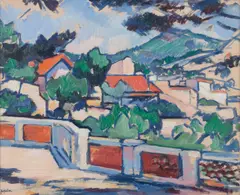Samuel John Peploe Rsa, The Terrace, Cassis, oil on panel