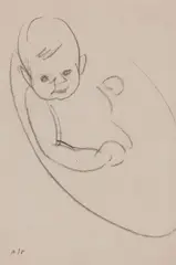 Baby Willy in his bath by Samuel John Peploe Rsa, conté, sold Apr 2017
