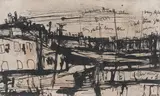 Joan Eardley Rsa, Street Scene, ink and wash