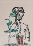 Robert Colquhoun, Figure with Potted Plant no.1, colour monotype