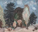 Edge of the Wood Winter by Sir William George Gillies Cbe Lld Rsa Pprsw Ra, watercolour, sold Apr 2017