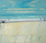 Promenade, Dieppe by John Houston Obe Rsa Rsw Rgi Ssa, oil on canvas, sold Apr 2017