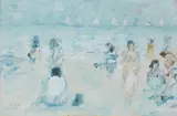 Beach, Trouville by John Houston Obe Rsa Rsw Rgi Ssa, oil on canvas, sold Apr 2017