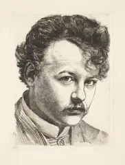 Karl Stauffer-Bern, Erstes Selbstbildnis, 1885, Radierung auf festem Velin
