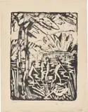 Otto Mueller, Fünf Mädchen am Waldteich (2), 1919, Lithografie auf Papier