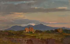 Louis Gurlitt, In der Römischen Campagna, Um 1845, Öl auf Papier, auf Karton aufgezogen