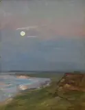 Eugen Bracht, Mondaufgang am Keithum Kliff, 1897, Öl auf Pappe