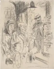 Rudolf Schlichter, Hereinspaziert. (Zu Walter Mehring. In Menschenhaut), 1924, Kohle auf Papier