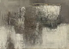 Mario Bionda, Ohne Titel, 1959, Öl und Kreide auf Papier auf Leinwand