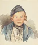August Richter, Bildnis eines Jungen, Aquarell auf Bütten