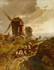 Charles Hoguet, Windmühlen auf dem Montmartre, 1856, Öl auf Leinwand