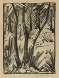 Otto Mueller, Waldlandschaft mit kleinen Figuren (2), 1919, Lithografie auf Papier