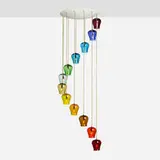 Morris Lapidus, Chandelier, c. 1962, hand-blown glass, painted steel