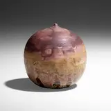 Closed Form (with rattle) by Toshiko Takaezu, c. 1978, glazed porcelain, sold May 2022