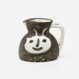 Têtes pitcher by Pablo Picasso, 1956, glazed earthenware with oxidized paraffin decoration, sold May 2022