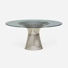 Warren Platner, Dining table, nickel-plated steel, glass