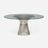 Warren Platner, Dining table, nickel-plated steel, glass