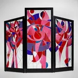 Jerry Siano, Screen, stained and leaded glass, painted wood