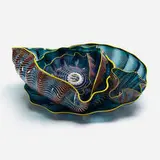 Salmon Blue Seaform Set with Sulphur Yellow Lip Wraps by Dale Chihuly, 2003, hand-blown glass, sold May 2022