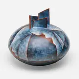 Lidya Buzio, Roofscape Vessel, 1984, earthenware painted with color oxide slips, burnished, fired, and waxed