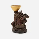 Adrian Saxe, Mortar Bowl with Stand, c. 1990, raku-fired stoneware, gilt porcelain