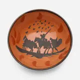 Picador bowl by Pablo Picasso, 1953, red earthenware with engobe decoration, sold May 2022