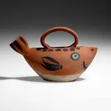 Sujet poisson pitcher by Pablo Picasso, 1952, red earthenware with engobe decoration, sold May 2022