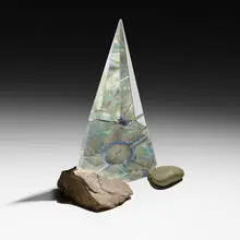 Kreg Kallenberger, Sliding Ledge, c. 1993, cut, ground, and polished optical crystal, stones