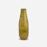 Cylindrical bottle with lip by Gertrud and Otto Natzler, 1968, earthenware with Mustard Hare's Fur glaze, sold May 2022