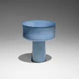 Tall chalice by Gertrud and Otto Natzler, 1969, earthenware with Blue Mariposa Reduction Fired glaze with melt-fissures, sold May 2022