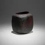 Gertrud and Otto Natzler, Rectangular pinched cylinder with turned-in rim