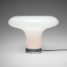 Lesbo table lamp by Angelo Mangiarotti, 1967 / 2000, glass, polished steel, sold Jun 2025