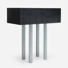 Shiro Kuramata, Solaris cabinet, 1977, painted ash, enameled steel, enameled aluminum