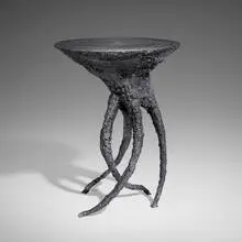 Medusa occasional table by James Bearden, 2023, plasma-carved steel with metallic polywash finish, sold Jun 2025