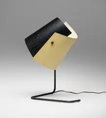 Lester Geis, Table lamp, model T-5-G, 1951, painted aluminum, painted steel, brass