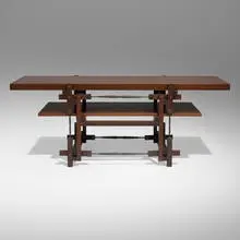 Edward Weinberger, Tension Rod coffee table, c. 1989, wenge, patinated bronze
