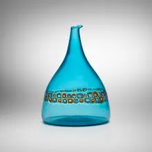 Vase with spout by Gino Vistosi, c. 1962, internally decorated glass with fused murrine, sold Jun 2025