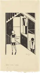 Paternoster by Gerd Arntz, 1926, Holzschnitt auf Japan, sold Jun 2021