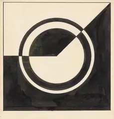 Edmund Kesting, Positiv=Negativ Formgestalt, Gouache und Tuschfeder über Bleistift auf Papier, auf Papier aufgezogen