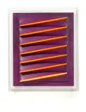 Axel Dick, 7-teiliges Wandobjekt für W. Gaul (aus der Bildreihe: Doppellicht und Torsionen), 1968, Kunstharz auf Leinen auf Holz