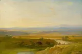 Carl Morgenstern, Blick über die italienische Ebene im Spätsommer, Öl auf Leinwand
