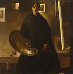 La Robe de Moine“ (Selbstportrait) by Marcel Gillis, 1930, Öl auf Leinwand, sold Jun 2015