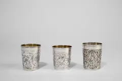 Augsburg, Silber, innen ganz vergoldet, außen teilweise vergoldet, gestochen, 8,9 cm; Ø 7,5 cm (3 ½ in.; Ø 3 in.)