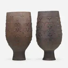 Edwin and Mary Scheier, Large vases, set of two, 1969, glazed stoneware