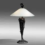 Albert Paley, Comet table lamp, 1999-2000, formed and fabricated carbon steel with a charcoal gray finish, frosted glass