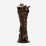 Albert Paley, Plant stand, 2019, forged and fabricated steel with a natural patina, granite