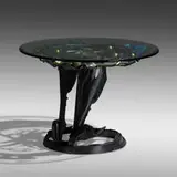 Golden Dawn dining table by Albert Paley, 2007, forged, formed, and fabricated polychromed steel, glass, sold Jan 2022