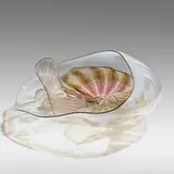White Seaform Set with Black Lip Wraps by Dale Chihuly, 1989, hand-blown glass, sold Jan 2022