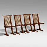 Conoid chairs, set of four by George Nakashima, 1976, American black walnut, hickory, sold Jan 2022